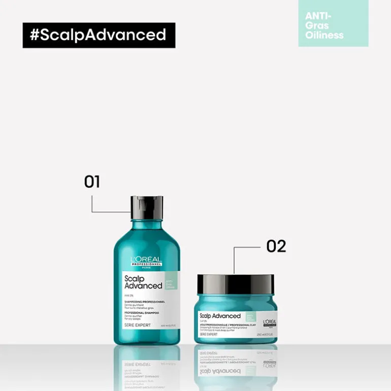 Argile 2-en-1 purifiante anti-gras Scalp Advanced 500ml