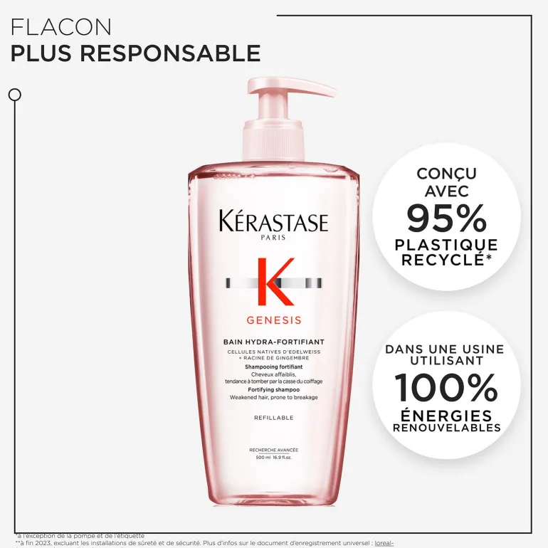 Bain hydra-fortifiant Genesis 500 ml rechargeable