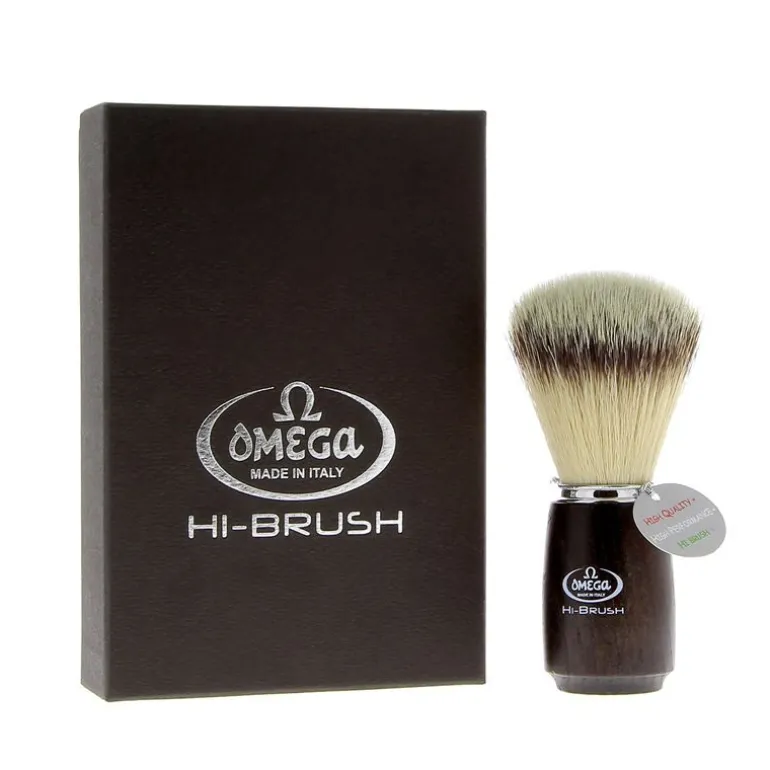 Blaireau de rasage synthétique "Hi Brush" manche bois noir