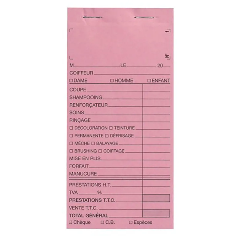 Carnet de caisse avec numéro