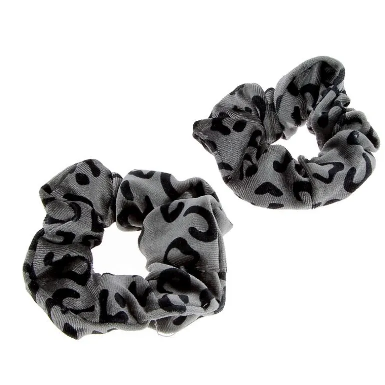 Chouchou léopard x 2 gris