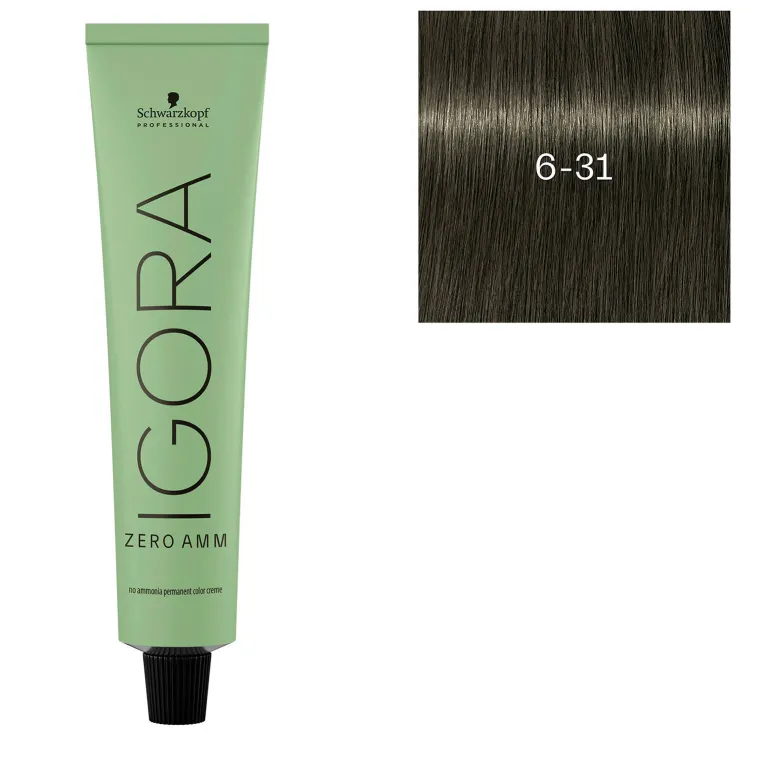 Coloration Igora Zero Amm 6-31 blond foncé mat cendré