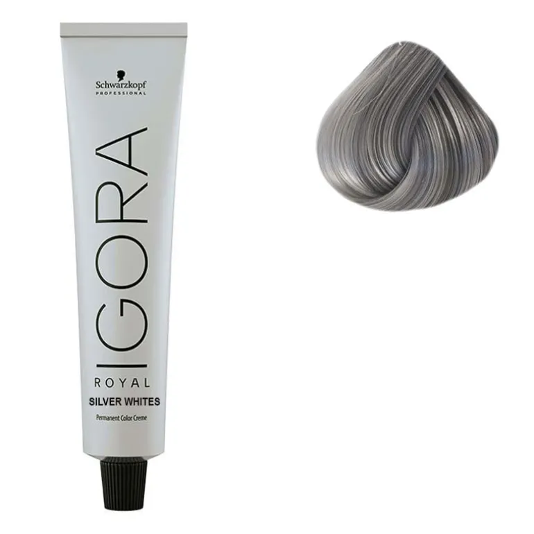 Coloration pour cheveux blancs et gris Igora Royal Silver White gris acier