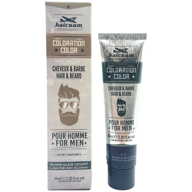 Coloration pour homme cheveux & barbe 7.1 blond clair cendré