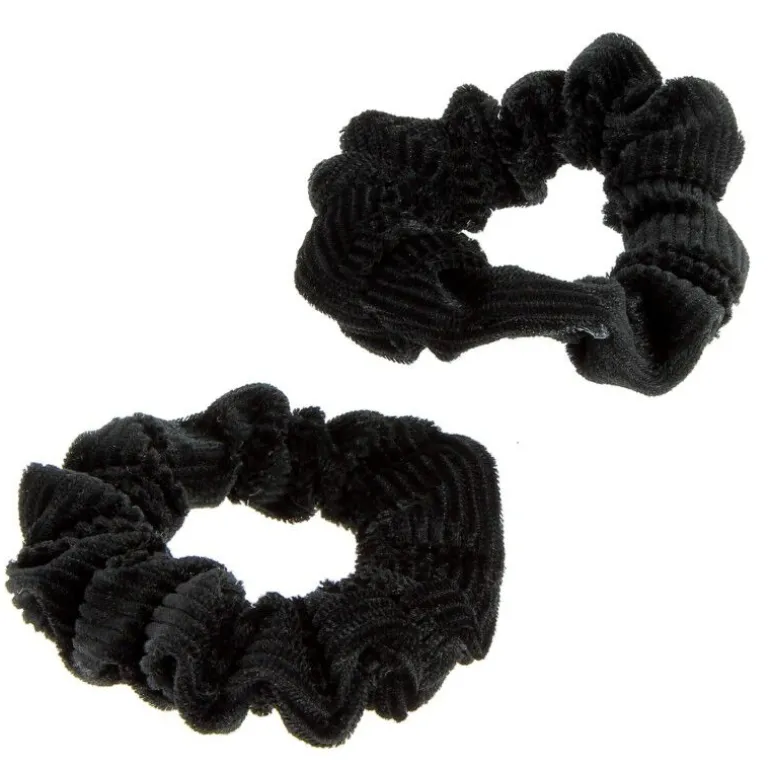 Duo chouchous velours côtelé noir
