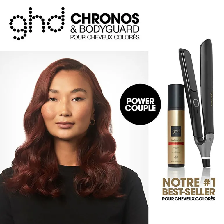 Duo lisseur Chronos et Bodyguard cheveux colorés