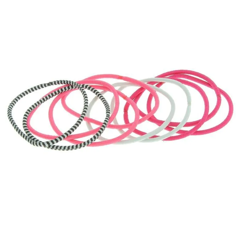 Elastiques colorés fins rose, blanc, noir