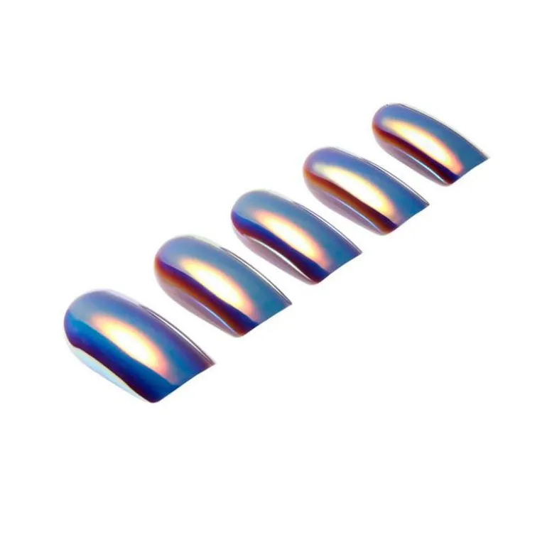 Faux ongle effet chrome moon