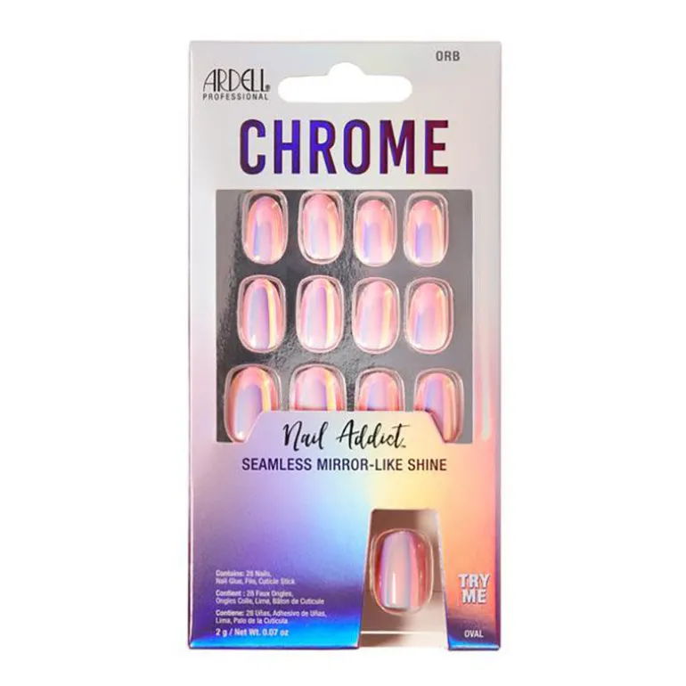 Faux ongle effet chrome orb