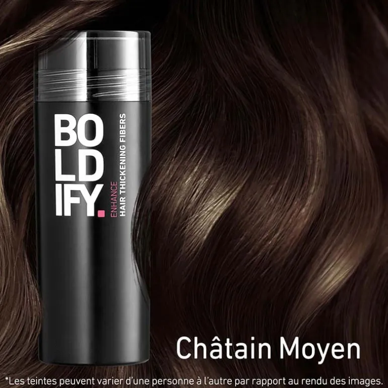 Fibres densifiantes pour cheveux châtain