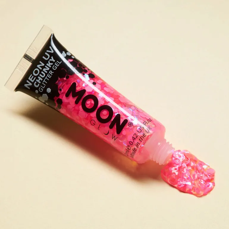 Gel néon à grosses paillettes Moon Glow rose vif
