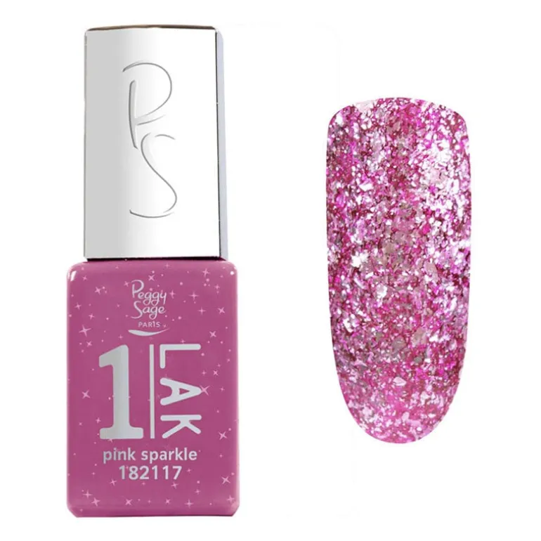 1-LAK vernis semi-permanent 3 en 1 pink sparkle