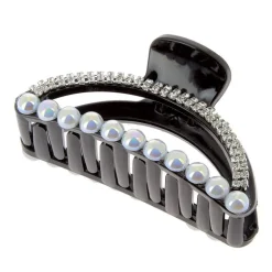 Pince croco strass et perles demi lune