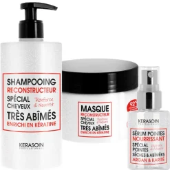 Rituel trio reconstructeur à la kératine shampooing masque et sérum