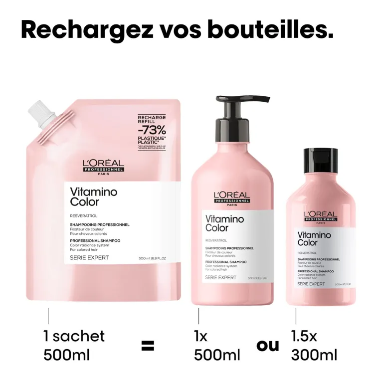 Shampooing cheveux colorés Vitamino Color recharge 500ml