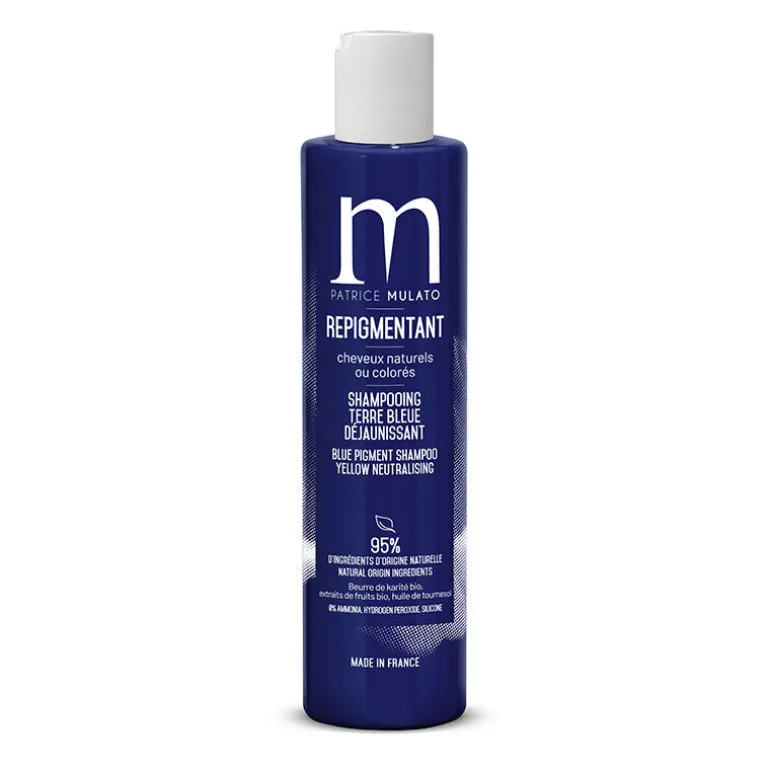 Shampooing repigmentant cheveux naturels ou colorés terre bleue