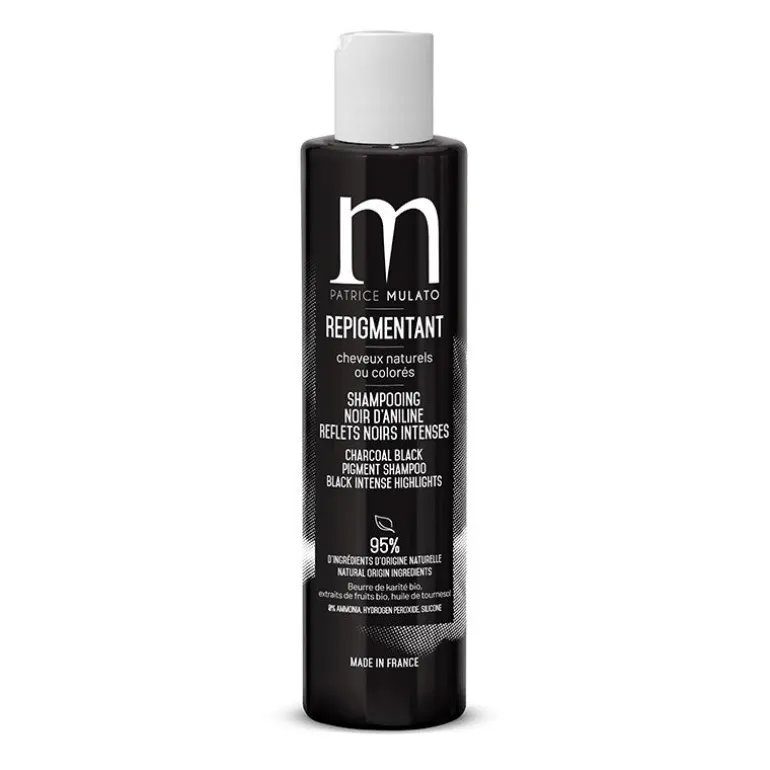 Shampooing repigmentant cheveux naturels ou colorés noir d'aniline