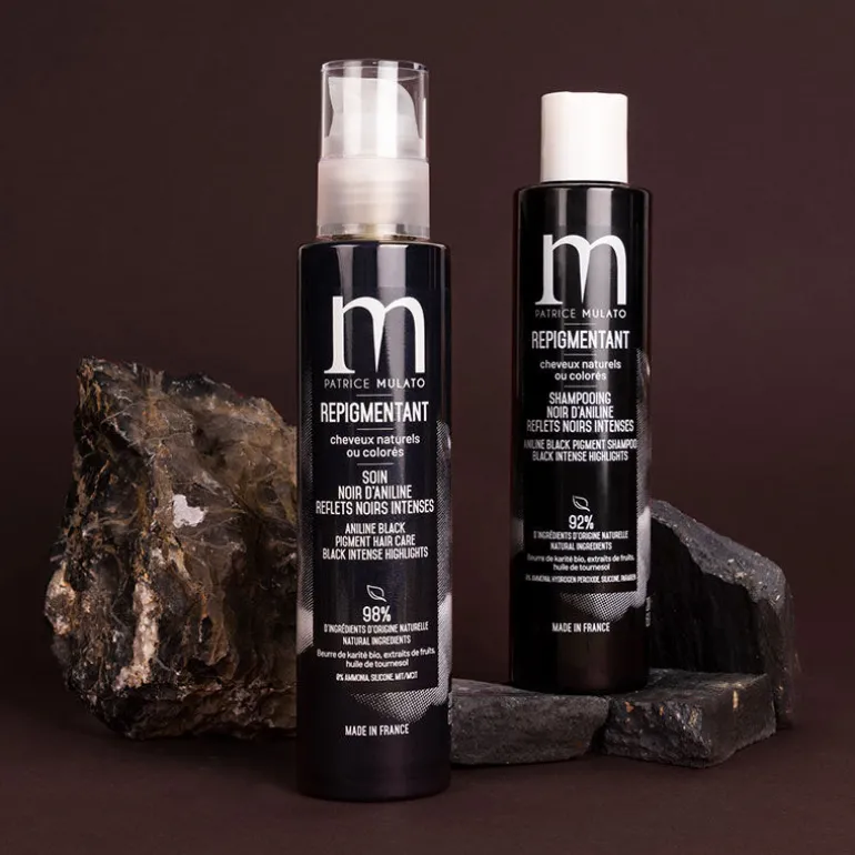 Shampooing repigmentant cheveux naturels ou colorés noir d'aniline