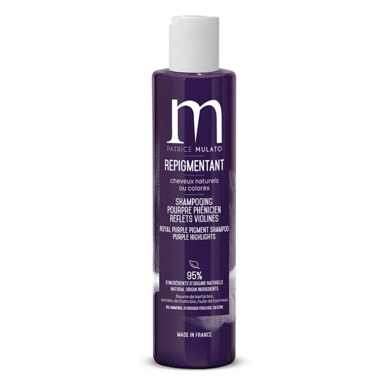 Shampooing repigmentant cheveux naturels ou colorés pourpre phénicien