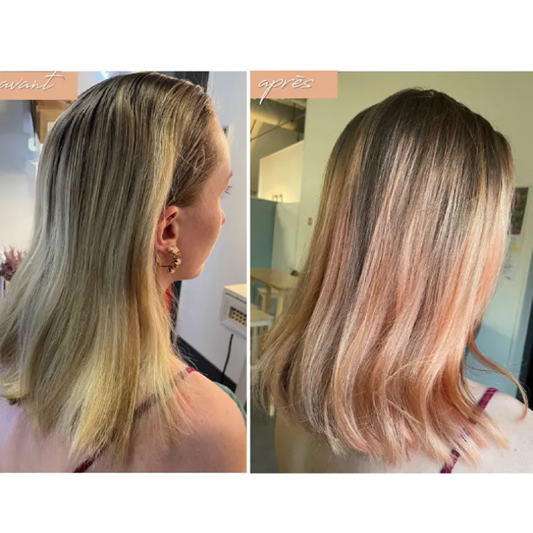 Soin repigmentant cheveux naturels ou colorés pêche rosé