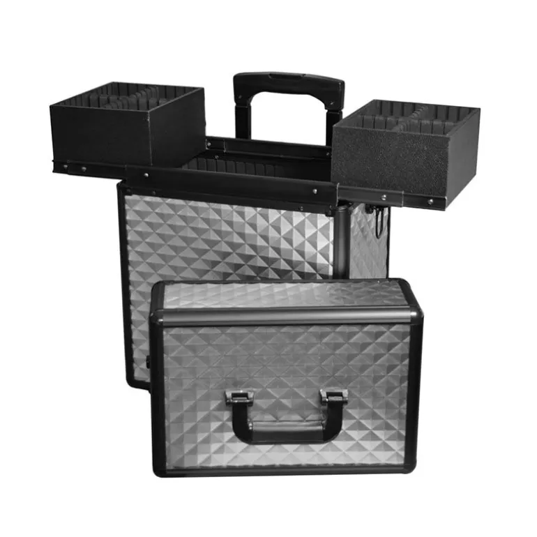Valise 2 étages argentée 3D